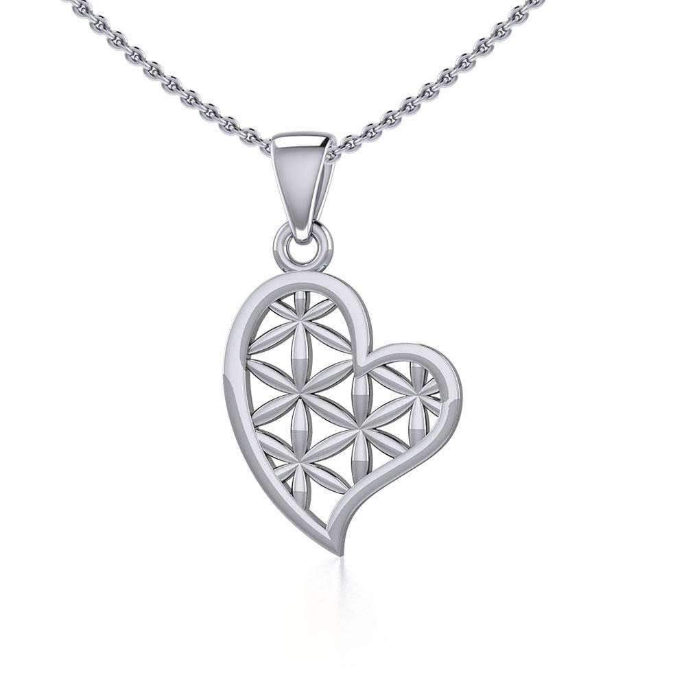 Silver Heart with Flower of Life Pendant TPD5284 - Jewelry