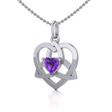 The Celtic Trinity Heart Silver Pendant with Gemstone TPD5287 - Jewelry