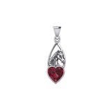 Horse Over Heart Gemstone Silver Pendant TPD5291 - Jewelry