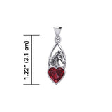 Horse Over Heart Gemstone Silver Pendant TPD5291 - Jewelry