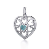 Hearts in Heart Silver Pendant with Gemstone TPD5293 - Jewelry