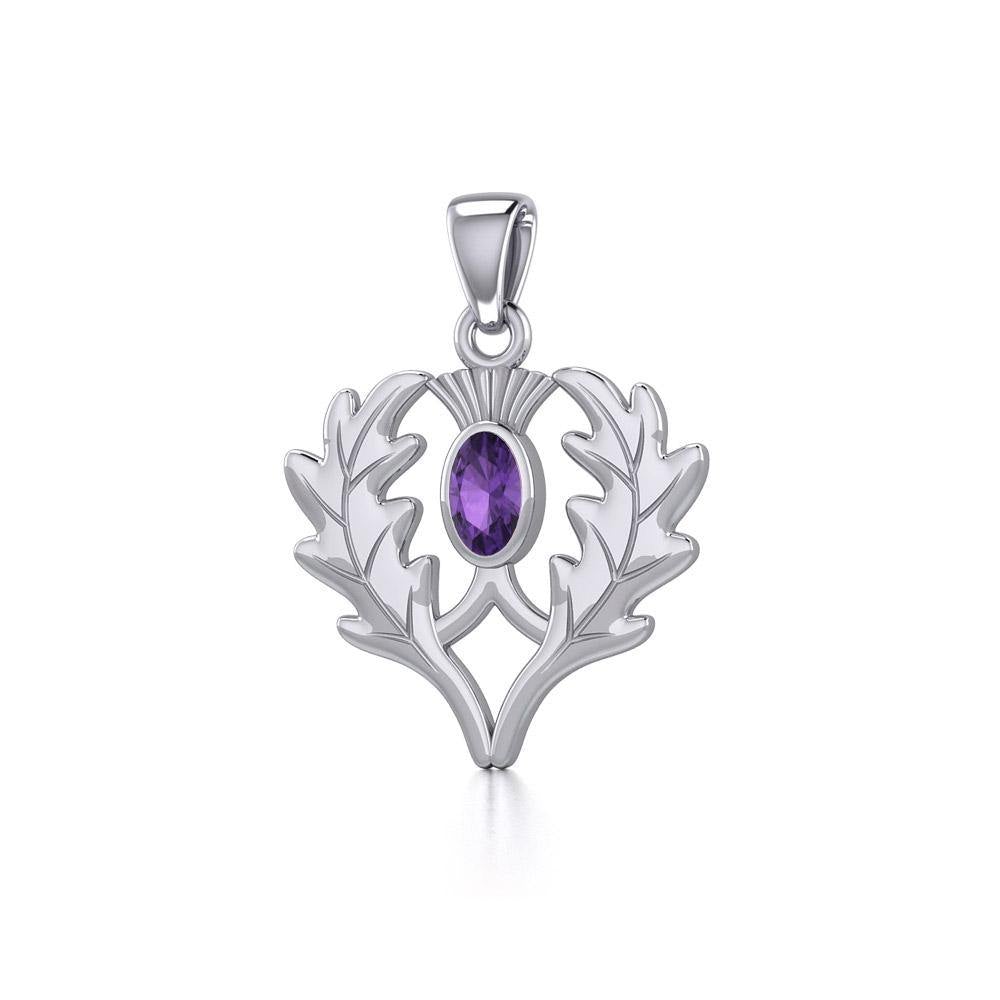 Thistle Silver Pendant with Gemstone TPD5295 - Jewelry