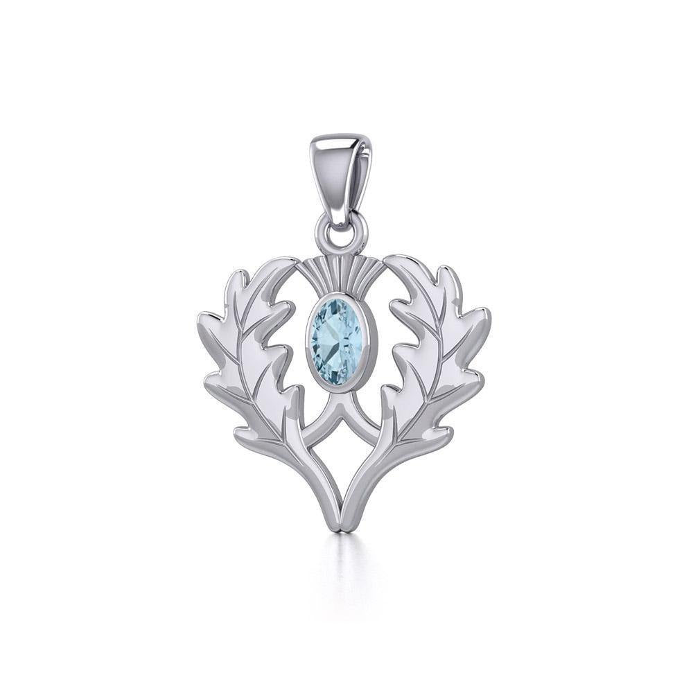 Thistle Silver Pendant with Gemstone TPD5295 - Jewelry