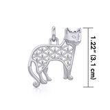 Flower of Life Cat Silver Pendant TPD5298 - Jewelry