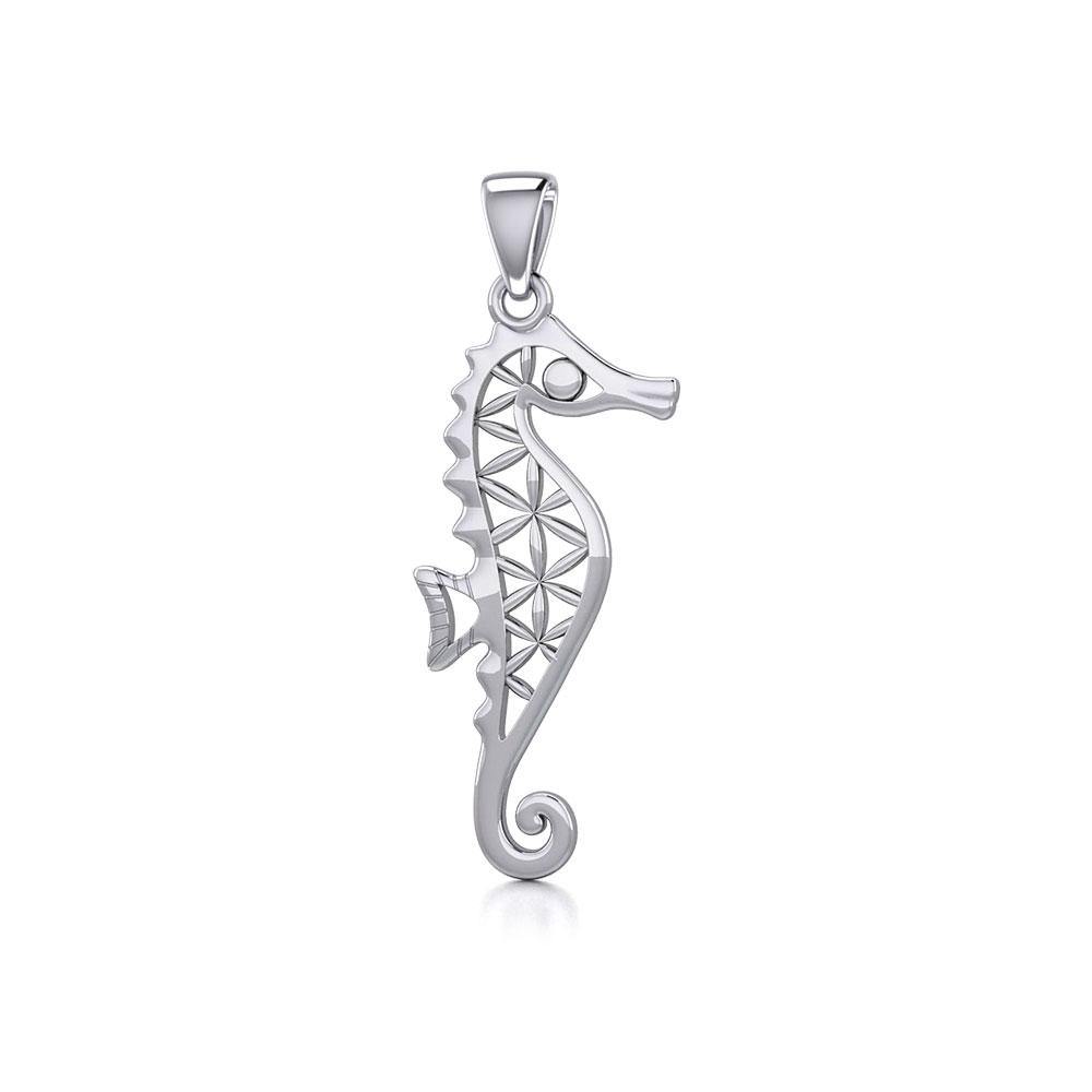Flower of Life Seahorse Silver Pendant TPD5299 - Jewelry