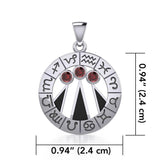 Zodiac Wheel with Awen The Three Rays of Light Silver Pendant TPD5308 - Jewelry