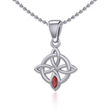 Celtic Quaternary Knot Silver Pendant with Gemstone TPD5336 - Jewelry
