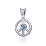 Peace Silver Pendant with Heart Gemstone TPD5339 - Jewelry