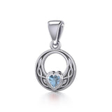 Celtic Knot Silver Pendant with Heart Gemstone TPD5343 - Jewelry