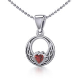 Celtic Knot Silver Pendant with Heart Gemstone TPD5343 - Jewelry