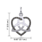 Trinity in Marcasite Heart Silver Pendant TPD5345 - Jewelry