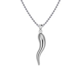 Italian Horn Good Luck Charm Silver Pendant Medium Version TPD5351 - Jewelry