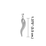 Italian Horn Good Luck Charm Silver Pendant Medium Version TPD5351 - Jewelry