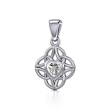 Celtic Knotwork Silver Pendant with Heart Gemstone TPD5353 - Jewelry