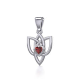 Celtic Knotwork Silver Pendant with Heart Gemstone TPD5354 - Jewelry