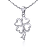 Four Leaf Clover with Trinity Knot Silver Pendant TPD5357 - Jewelry
