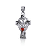 Claddagh Celtic Cross with Lucky Four Leaf Clover Silver Pendant TPD5359 - Jewelry