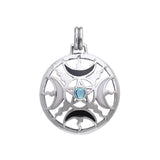 Sun Fire Moon Silver Pendant With Gem and Enamel  TPD536