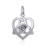 Trinity in Heart with Rose Silver Pendant TPD5360 - Jewelry