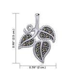 Vine Flower Silver Slider Pendant with Marcasite TPD5361 - Jewelry