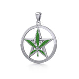 Oberon Zell Greenleaf Pentagram Silver Pendant with Enamel TPD5372 - Jewelry