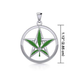 Oberon Zell Greenleaf Pentagram Silver Pendant with Enamel TPD5372 - Jewelry