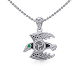 Behind the Mystery of the Mythical Raven Silver Jewelry Pendant with Gemstone TPD5381 - Jewelry
