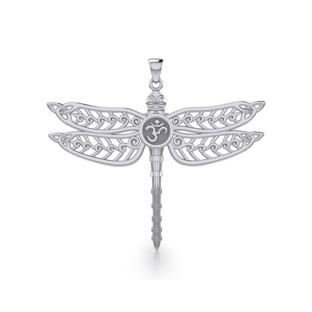 The Celtic Dragonfly with Om Symbol Silver Pendant TPD5384 - Jewelry