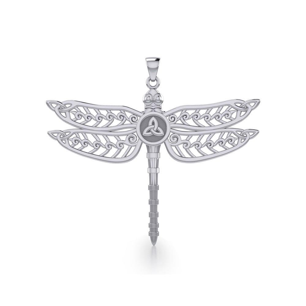 The Celtic Dragonfly with Trinity Knot Silver Pendant TPD5386 - Jewelry