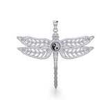 The Celtic Dragonfly with Yin Yang Symbol Silver Pendant TPD5387