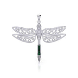The Celtic Dragonfly with Inlay Stone Silver Pendant TPD5388 - Jewelry