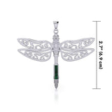 The Celtic Dragonfly with Inlay Stone Silver Pendant TPD5388 - Jewelry