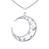 A Glimpse of the Crescent Moon and Stars Silver Pendant TPD5391 - Jewelry