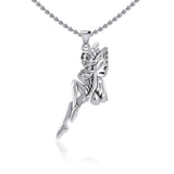 Enchanted Sitting Fairy Silver Pendant TPD5396 - Jewelry