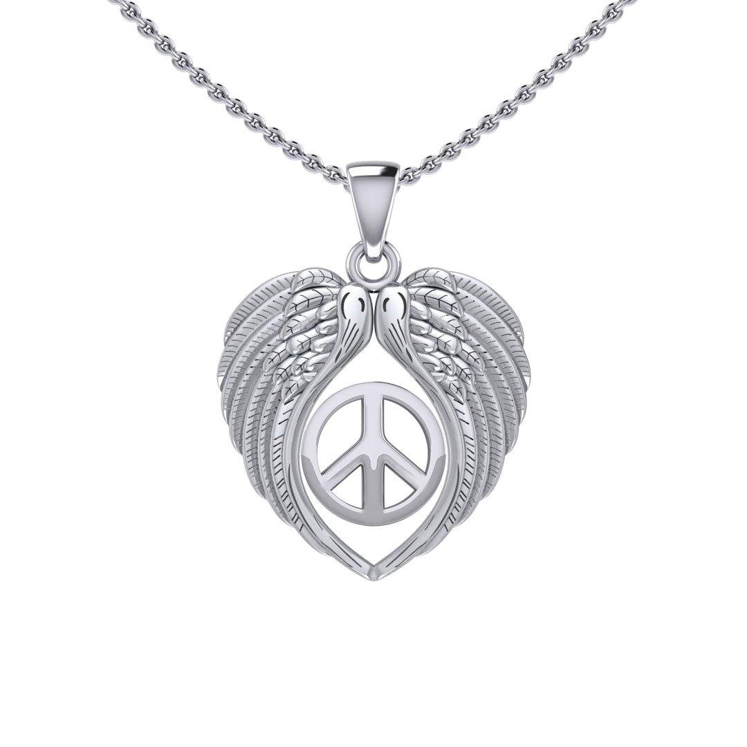Feel the Tranquil in Angels Wings Silver Pendant with Peace TPD5455 - Jewelry