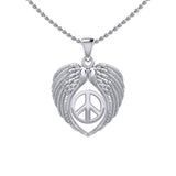 Feel the Tranquil in Angels Wings Silver Pendant with Peace TPD5455 - Jewelry