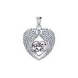 Feel the Tranquil in Angels Wings Silver Pendant with Celtic Heart TPD5458 - Jewelry