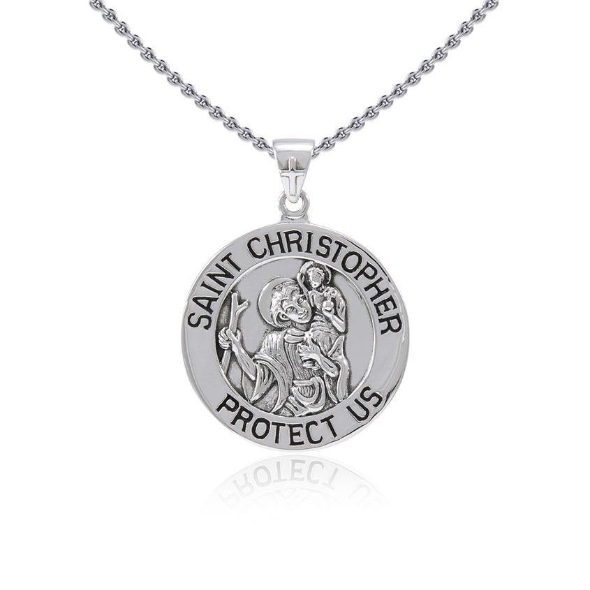 Saint Christoper Silver Pendant (Medium 22 mm.) TPD5465 - Jewelry