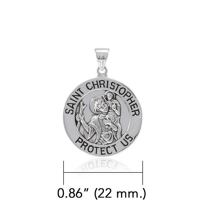 Saint Christoper Silver Pendant (Medium 22 mm.) TPD5465 - Jewelry