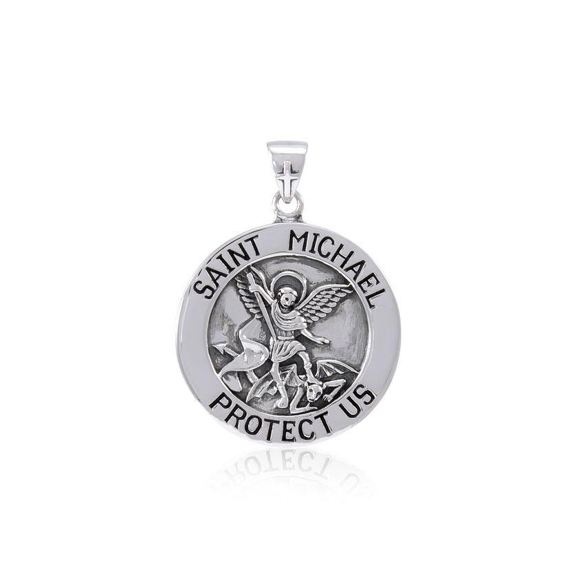Saint Michael Silver Pendant (Medium 22 mm.) TPD5468 - Jewelry