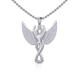 Silver Winged Goddess Pendant TPD5470 - Jewelry