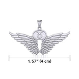 Guardian Angel Wings Silver Pendant with Taurus Zodiac Sign TPD5516 - Jewelry
