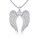 Guardian Angel Wings Silver Pendant with Cancer Zodiac Sign TPD5518 - Jewelry