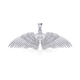 Guardian Angel Wings Silver Pendant with Libra Zodiac Sign TPD5521 - Jewelry