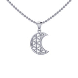 The Flower of Life in Crescent Moon Sterling Silver Pendant TPD5524 - Jewelry