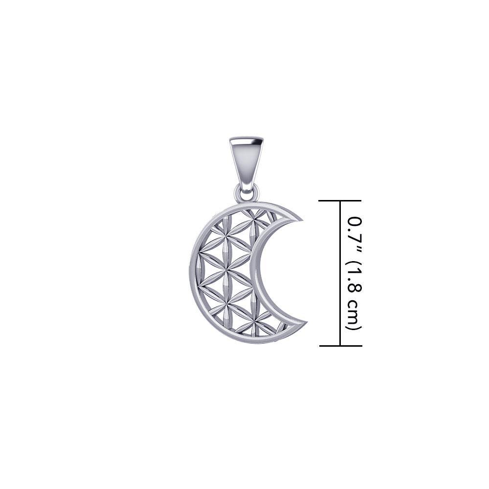 The Flower of Life in Crescent Moon Sterling Silver Pendant TPD5524 - Jewelry