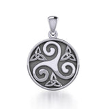 Triskelion Spiral with Trinity Knot Silver Pendant TPD5609 - Jewelry