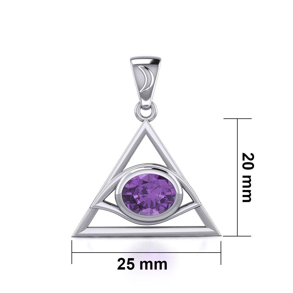 Eye of The Pyramid Silver Pendant with Gem TPD5610 - Jewelry
