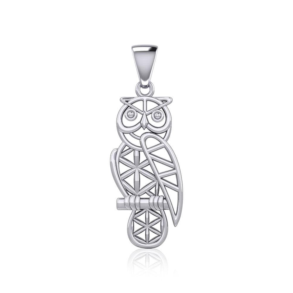 Silver Flower of Life Owl Pendant TPD5612 - Jewelry