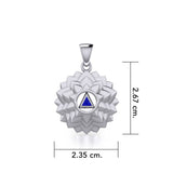 Crown Chakra with Recovery Stone Symbols Silver Pendant TPD5631